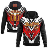 Custom Stitched Black Crimson Gray-Gold Car Racing Abstract Motorsport Pullover Sweatshirt Hoodie