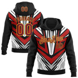 Custom Stitched Black Crimson Gray-Gold Car Racing Motorsport Pullover Sweatshirt Hoodie
