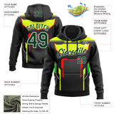 Custom Stitched Black Green Neon Yellow Red-White Car Racing Motorsport Pullover Sweatshirt Hoodie