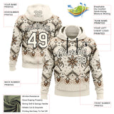 Custom Cream-Black Christmas Retro Reindeer Pullover Sweatshirt Hoodie