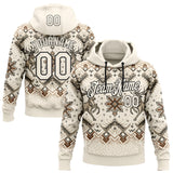 Custom Cream-Black Christmas Retro Reindeer Pullover Sweatshirt Hoodie