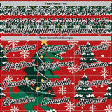 Custom Red Black-White Christmas Tree Dinosaur Pullover Sweatshirt Hoodie