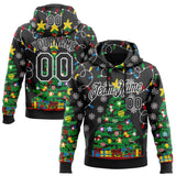 Custom Black-White Christmas Tree Snow Pullover Sweatshirt Hoodie