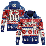 Custom US Navy Blue Cream Red-Black Christmas Retro Reindeer Pullover Sweatshirt Hoodie