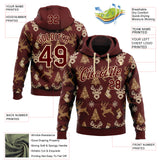 Custom Red-Cream Christmas Retro Reindeer Pullover Sweatshirt Hoodie