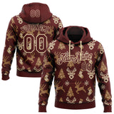 Custom Red-Cream Christmas Retro Reindeer Pullover Sweatshirt Hoodie