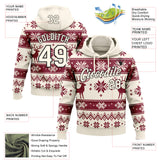 Custom Cream-Black Christmas Retro Reindeer Pullover Sweatshirt Hoodie