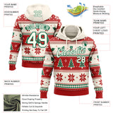 Custom Cream Red-Kelly Green Christmas Tree Pullover Sweatshirt Hoodie
