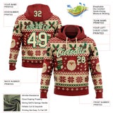 Custom Red Cream-Kelly Green Christmas Santa Claus Pullover Sweatshirt Hoodie