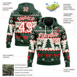 Custom Green Cream-Fire Red Christmas Retro Reindeer Pullover Sweatshirt Hoodie
