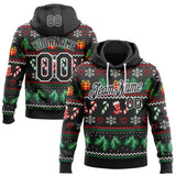 Custom Black-White Christmas Ugly Sweater Pullover Sweatshirt Hoodie