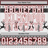 Custom White Black-Red Christmas Retro Reindeer Pullover Sweatshirt Hoodie
