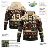 Custom Brown-City Cream Christmas Cottage Pullover Sweatshirt Hoodie