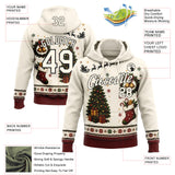 Custom Cream Red-Black Christmas Tree & Gift Pullover Sweatshirt Hoodie