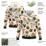 Custom Cream Green-Black Christmas Candy Cane Pullover Sweatshirt Hoodie