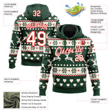 Custom Green Cream-Fire Red Christmas Retro Reindeer Pullover Sweatshirt Hoodie