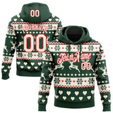 Custom Green Cream-Fire Red Christmas Retro Reindeer Pullover Sweatshirt Hoodie