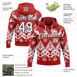 Custom Red White-Black Christmas Santa Claus Pullover Sweatshirt Hoodie