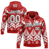Custom Red White-Black Christmas Santa Claus Pullover Sweatshirt Hoodie