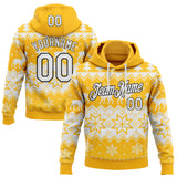 Custom Gold White-Black Christmas Retro Reindeer Pullover Sweatshirt Hoodie