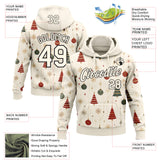 Custom Cream-Black Christmas Tree Pullover Sweatshirt Hoodie