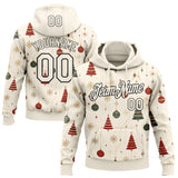 Custom Cream-Black Christmas Tree Pullover Sweatshirt Hoodie