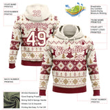 Custom Cream-Crimson Christmas Ugly Sweater Pullover Sweatshirt Hoodie