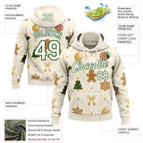Custom Cream-Green Christmas Tree Pullover Sweatshirt Hoodie