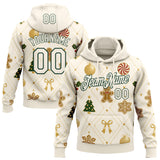 Custom Cream-Green Christmas Tree Pullover Sweatshirt Hoodie