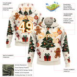 Custom Cream-Bay Orange Christmas Tree Pullover Sweatshirt Hoodie