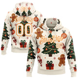 Custom Cream-Bay Orange Christmas Tree Pullover Sweatshirt Hoodie