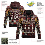 Custom Brown-White Christmas Gingerbread Pullover Sweatshirt Hoodie