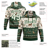 Custom Green-White Christmas Retro Reindeer Pullover Sweatshirt Hoodie