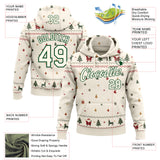 Custom Cream-Green Christmas Tree Pullover Sweatshirt Hoodie