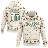 Custom Cream-Green Christmas Tree Pullover Sweatshirt Hoodie