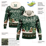 Custom Green-Cream Christmas Village Pullover Sweatshirt Hoodie