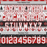 Custom White Black-Red Christmas Retro Reindeer Pullover Sweatshirt Hoodie