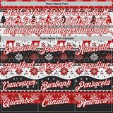Custom White Black-Red Christmas Retro Reindeer Pullover Sweatshirt Hoodie