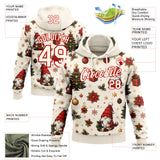 Custom Cream-Red Christmas Santa Claus Holly Pullover Sweatshirt Hoodie