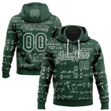 Custom Green-White Science Geek Math Formula Pullover Sweatshirt Hoodie