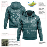 Custom Midnight Green-White Science Geek Math Formula Pullover Sweatshirt Hoodie
