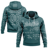 Custom Midnight Green-White Science Geek Math Formula Pullover Sweatshirt Hoodie