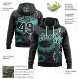 Custom Black Ice Blue-White Science Geek Cyber Pullover Sweatshirt Hoodie
