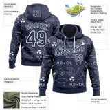 Custom Navy-White Science Geek Chemical Formula Pullover Sweatshirt Hoodie