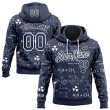 Custom Navy-White Science Geek Chemical Formula Pullover Sweatshirt Hoodie