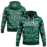 Custom Green-White Science Geek Math Formula Pullover Sweatshirt Hoodie