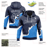 Custom Navy Powder Blue-White Science Geek Chemical Formula Pullover Sweatshirt Hoodie
