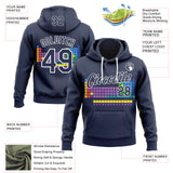 Custom Navy-White Science Geek Periodic Table Pullover Sweatshirt Hoodie