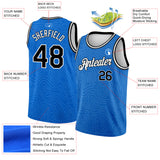 Custom Blue Black-White Rounded Zigzag Lines Authentic City Edition Basketball Jersey