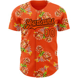 Custom Orange Black 3D Pattern Design Northeast China Big Flower Authentic Baseball Jersey
